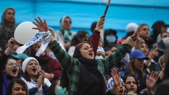 An Iranian football (soccer) fan at a stadium