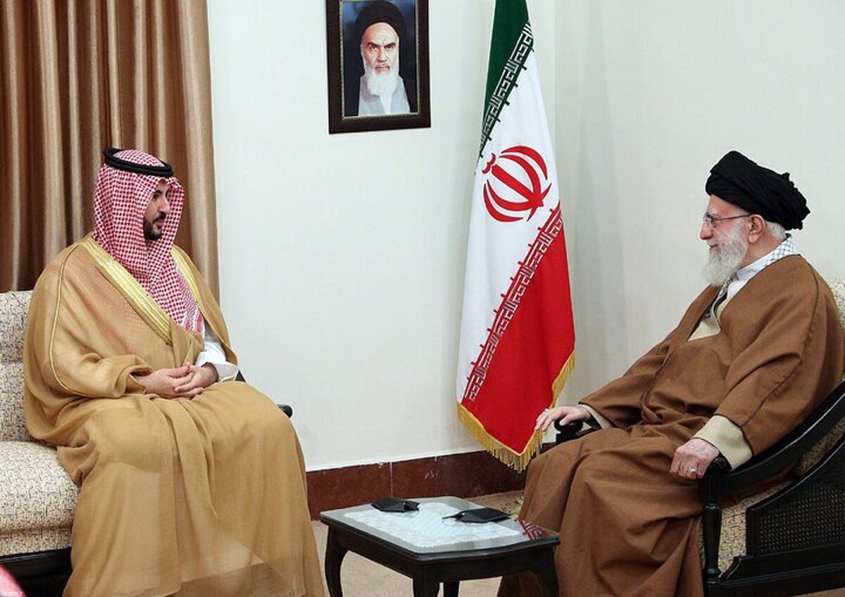 Saudi Defense Minister Prince Khalid bin Salman and Iran's Supreme Leader Ali Khamenei 