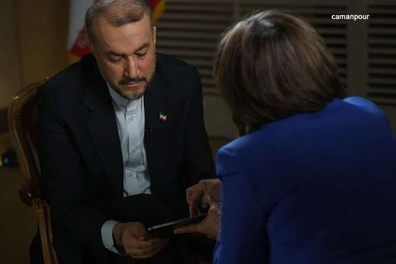 Iranian foreign minister Amir-Abdollahian during his interview with CNN's Amanpour, March 1, 2023