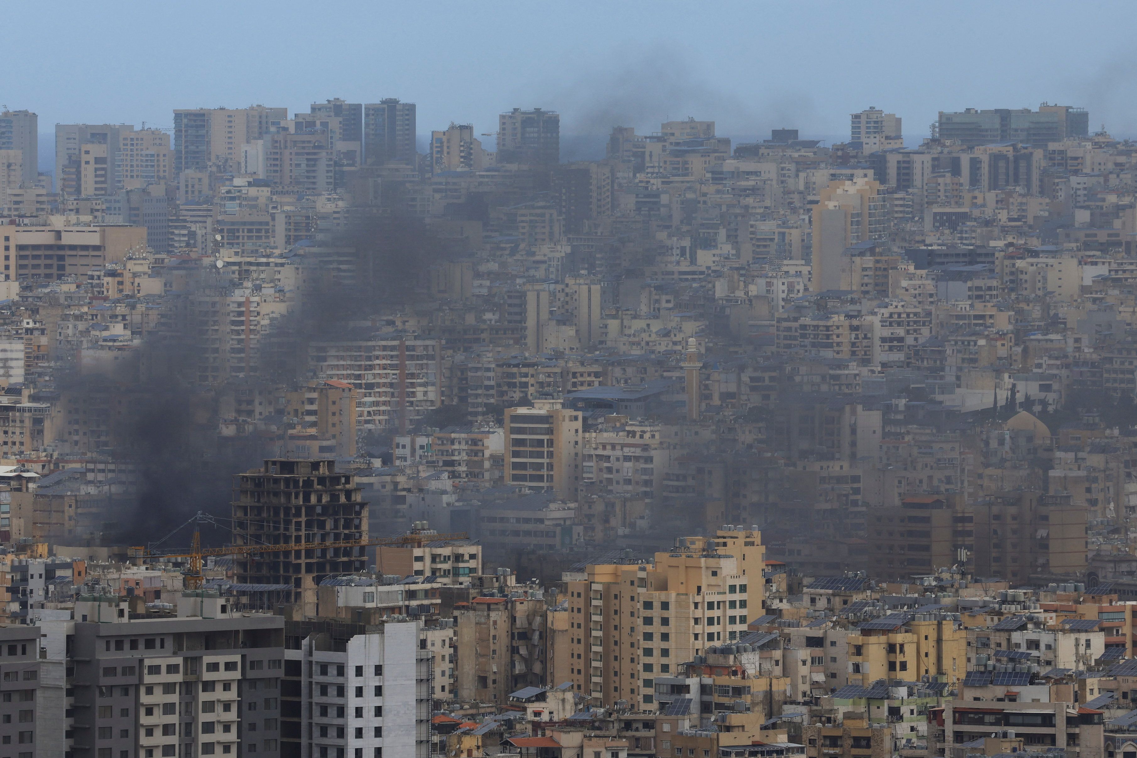 Smoke rises from Beirut's southern suburbs following an Israeli strike, amid escalating hostilities between Israel and Hezbollah, Lebanon, March 30, 2026. 
