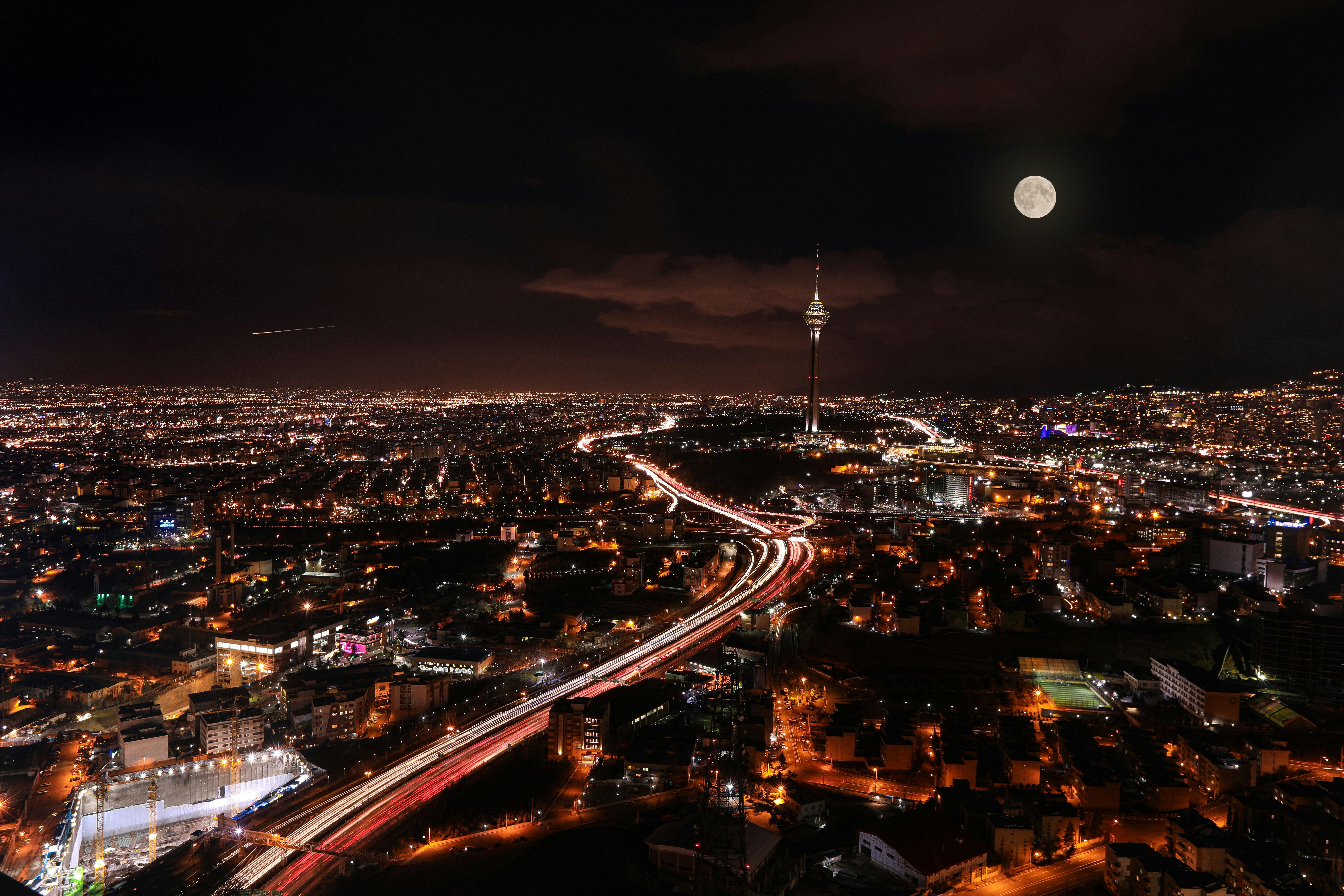 A night-time view of Tehran, 2021.