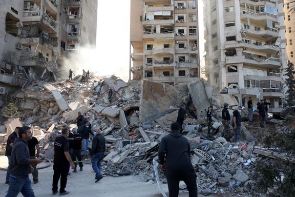 تخریب ساختمانها در پی حمله اسرائیل به محله الطیونه بیروت، ۲۵ آبان