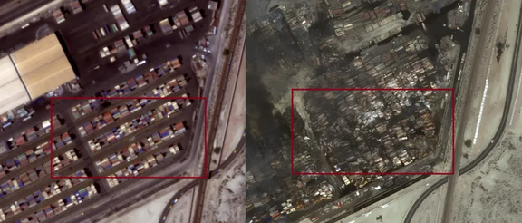 Crushed containers belonging to Sina Company