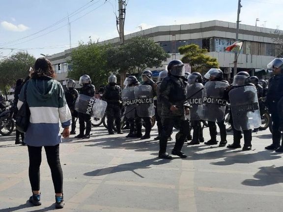 Iran’s riot police dispatched to disperse protesters in the northwestern city of Ardabil on October 15, 2022