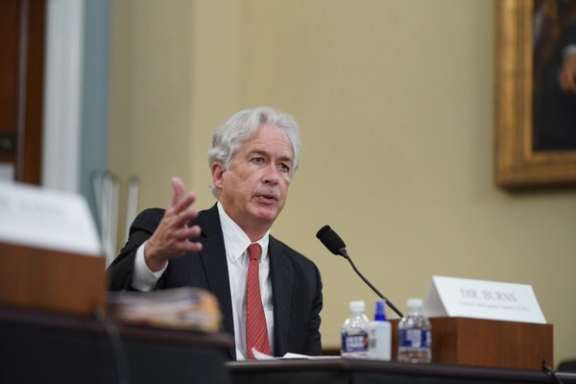 CIA Director William Burns gestures as he speaks during a House Intelligence Committee hearing on worldwide threats in Washington, DC, April 15, 2021.