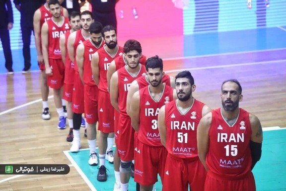 Iran’s basketball team players refused to sing the national anthem before their match against China.