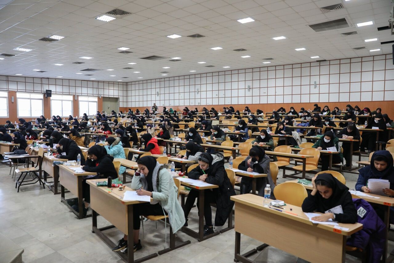 Students take an exam at a testing center in Iran. (undated)