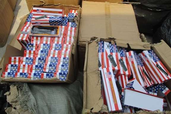 Boxes of electric shockers that Iran says it has confiscated