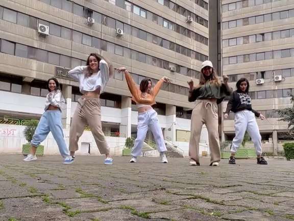A screengrab of the video of five girls dancing on International Women's Day in the Iranian capital Tehran
