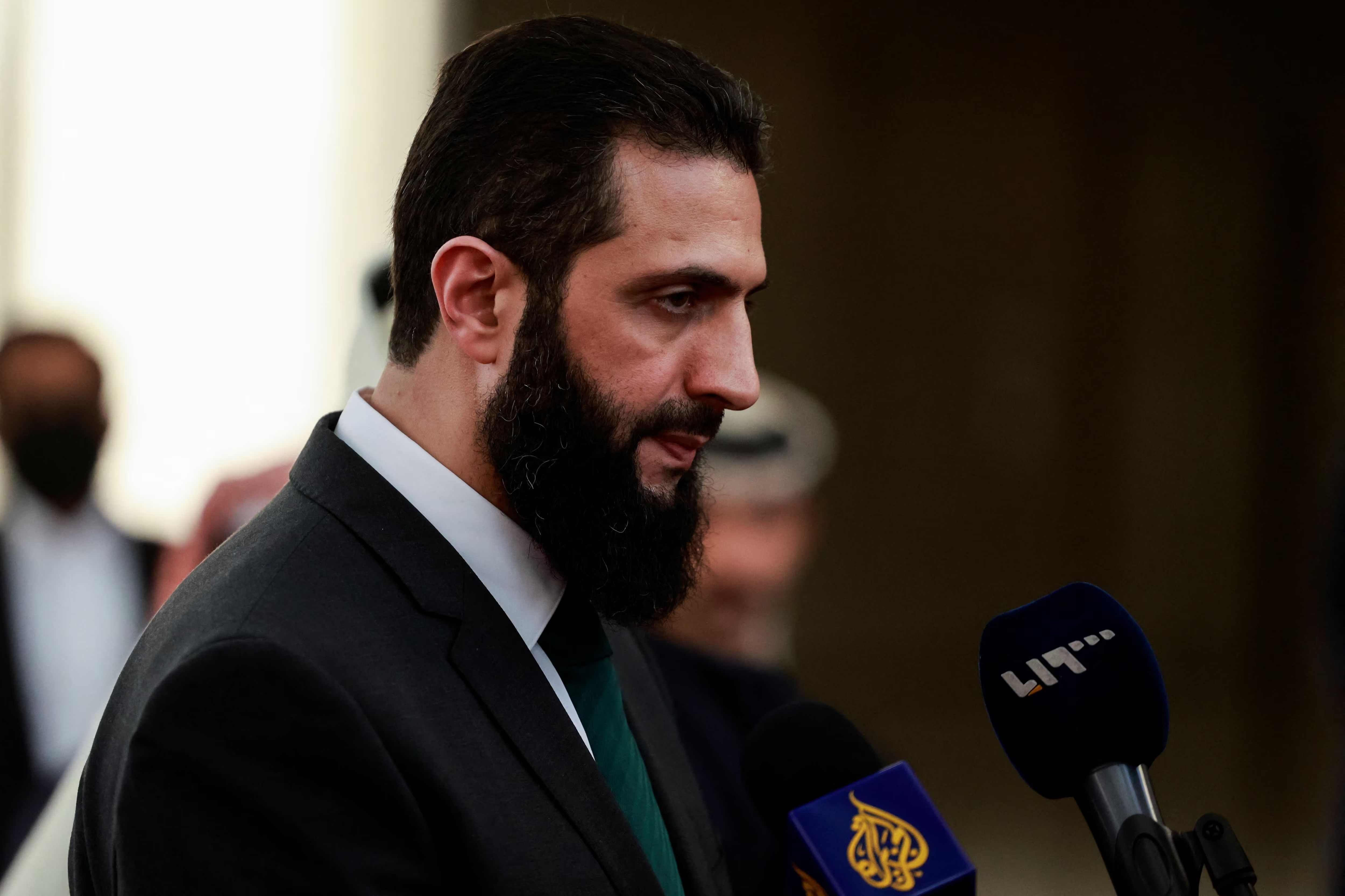 Syria's de facto leader Ahmed al-Sharaa speaks to the media in Damascus, Syria, December 23, 2024.