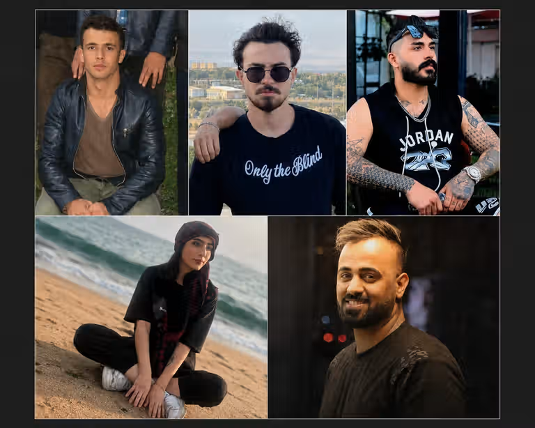 From top left: Ali Zaghi, Mehdi Zarif and Mohammad Zanganeh; from bottom left: Najmeh Amini and Vahid Khedrikhah.