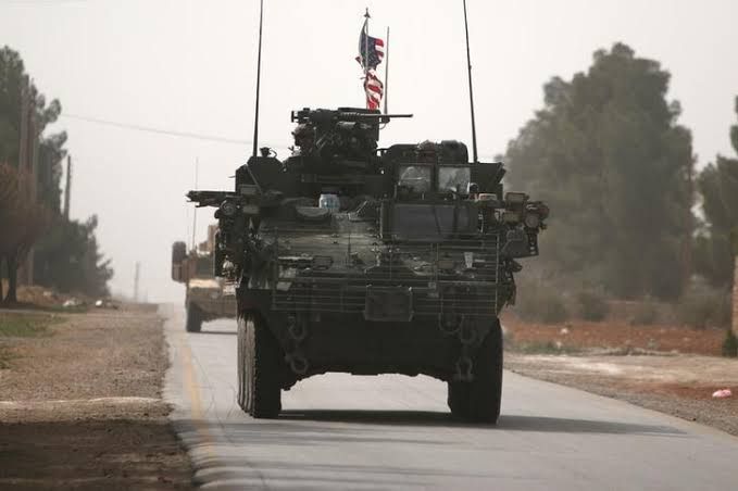 American army vehicles drive north of Manbij city, in Aleppo Governorate, Syria March 9, 2017.