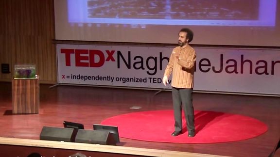 Iranian academic Mohsen Renani during a TEDx talk in Iran