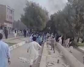 A scene from protest in Khash October 4, where 16 people were reported killed