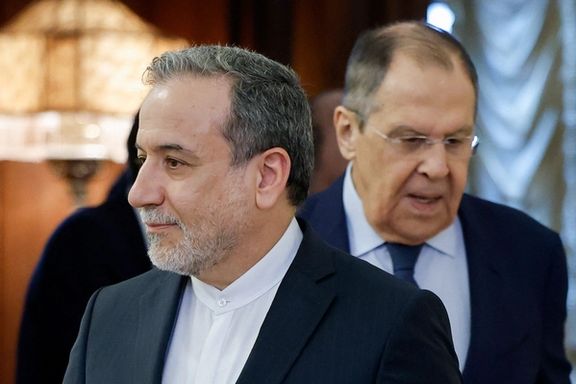 Russia's Foreign Minister Sergei Lavrov and Iran's Foreign Minister Abbas Araghchi enter a hall during a meeting in Moscow, Russia, April 18, 2025.