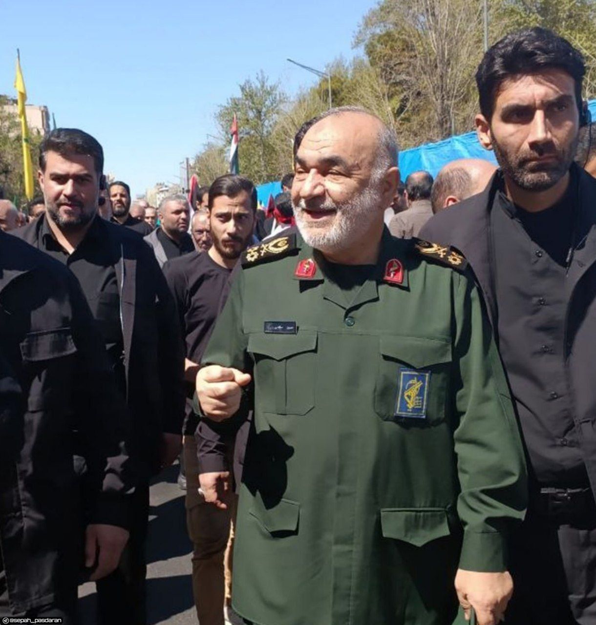 The chief commander of Iran’s Revolutionary Guard, Hossein Salami, during Quds Day rallies in Tehran, April 5, 2024 