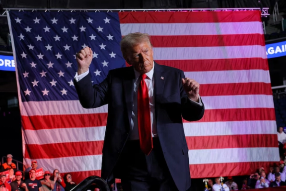 Donald Trump dances onstage at a campaign rally in Greensboro, North Carolina, November 2.
