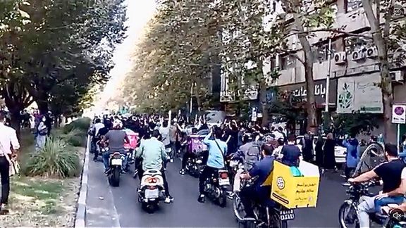 A video grab from protests in Tehran on October 1, 2022