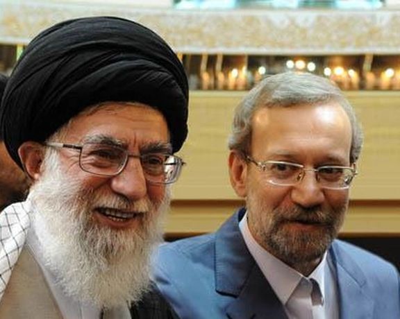 An undated photo of Supreme Leader Ali Khamenei and Ali Larijani