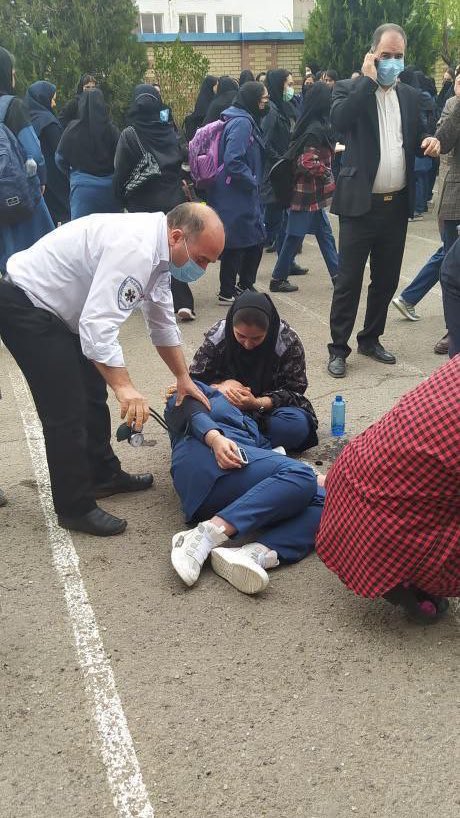 Aftermath of a chemical attack at a school in Ardabil on April 8, 2023 