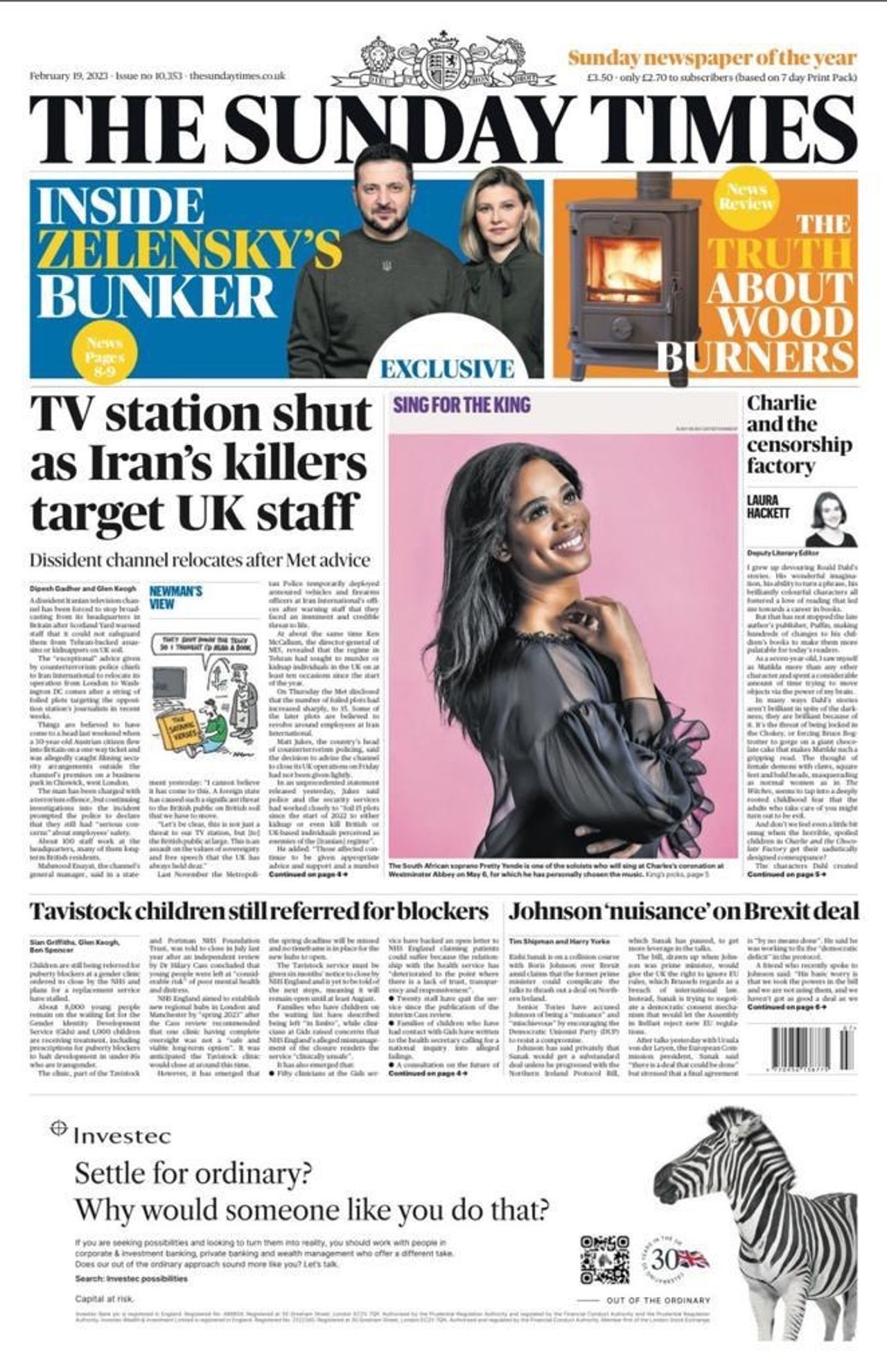 Front page of The Sunday Times-iran international-relocation