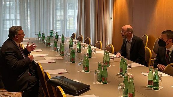 US Special Envoy for Iran Rob Malley discussing Iran with Russia's represnetative Amb. Mikhail Ulyanoc in Vienna. Dec. 29, 2021