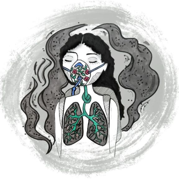 An artwork created to raise awareness about chemical attacks on schoolgirls