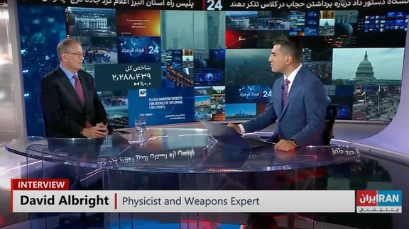David Albright, the founder of the non-governmental Institute for Science and International Security, during an interview with Iran International’s Fardad Farahzad