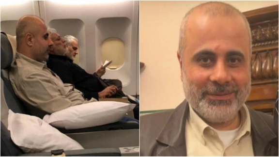 Hassan Ali Mahmoud Badeir on a flight with IRGC Quds Force commander Esmail Qaani and his predecessor Qasem Soleimani