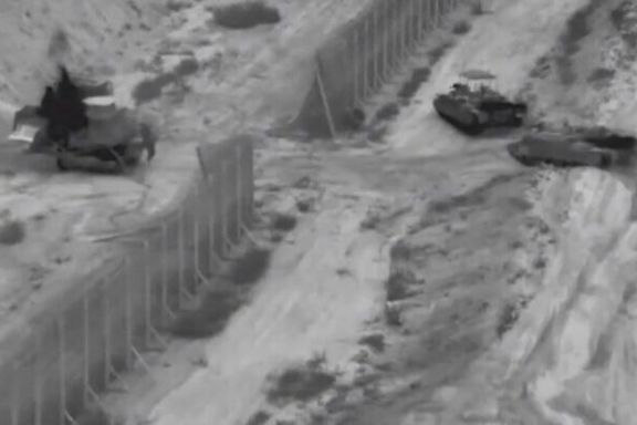 This screen grab taken from handout footage released by the Israeli army on October 26, 2023, shows tanks entering northern Gaza.