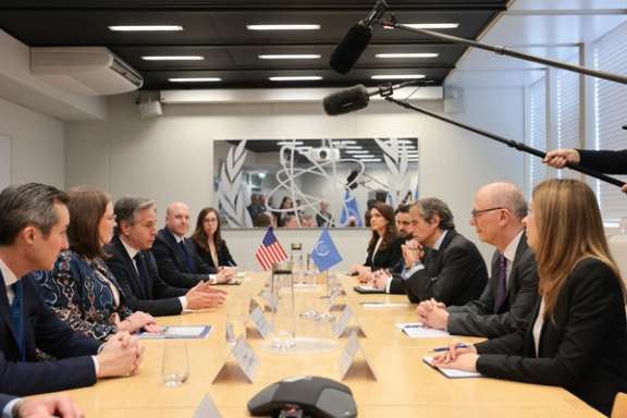 US Secretary of State Antony Blinken and International Atomic Energy Agency Director General Rafael Grossi during a meeting in Vienna on March 15, 2024