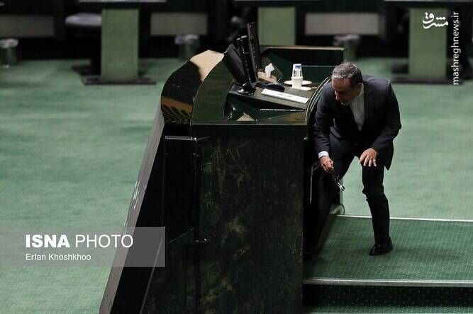 Foreign Minister Abbas Araghchi during a session of the parliament  