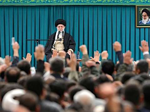 Khamenei during a speech to officials, supporters.