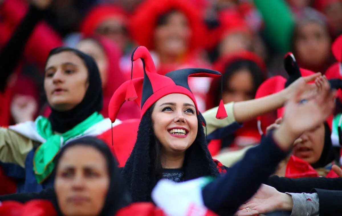 Female fan of Tractor FC at Tehran's Azadi Stadium