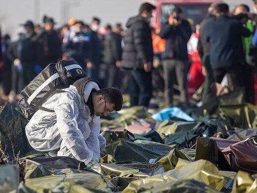 The crash site of flight PS752 near Tehran on January 8, 2020