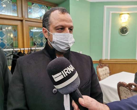 Iran's minister of economy Ehsan Khanduzi speaking to a reporter in Moscow. January 20, 2022