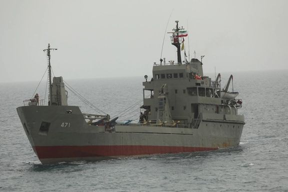 Drones stand at an Iranian military ship in the Indian ocean, Iran, in this handout image obtained on July 15, 2022.
