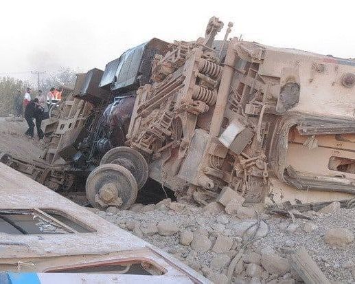 Three railway cars were badly damaged when a passenger train derailed in Iran. June 8, 2022