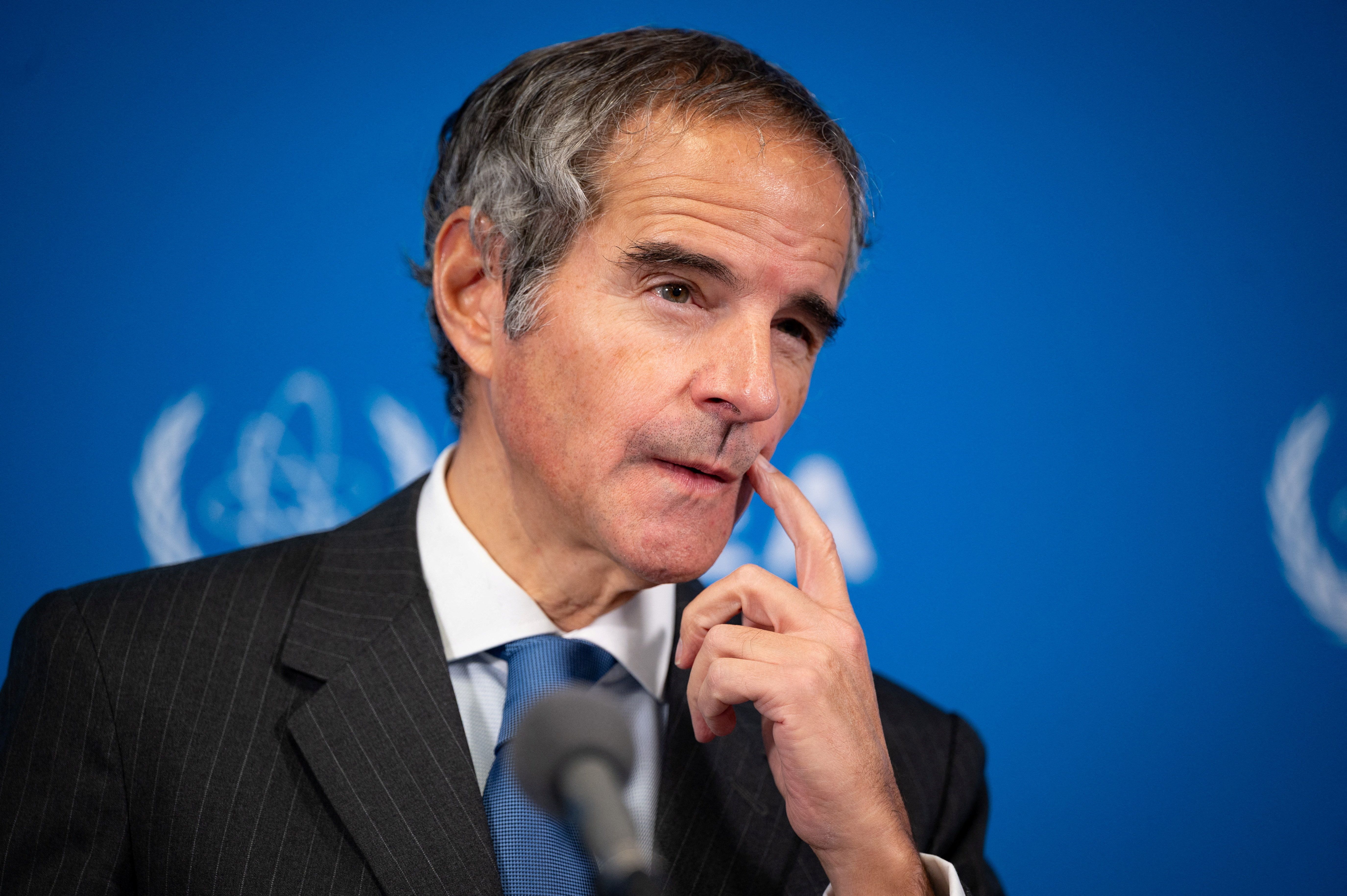 Director General of the International Atomic Energy Agency (IAEA) Rafael Grossi holds a press conference on the opening day of his agency's quarterly Board of Governors meeting in Vienna, Austria, November 19, 2025.