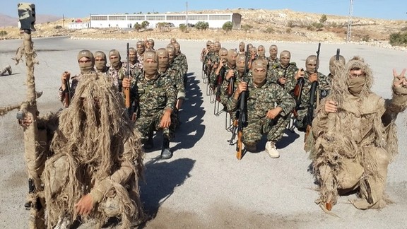 A group of Afghan snipers recruited by Iran’s Revolutionary Guards for Liwa Fatemiyoun, funded, trained, and equipped by the IRGC