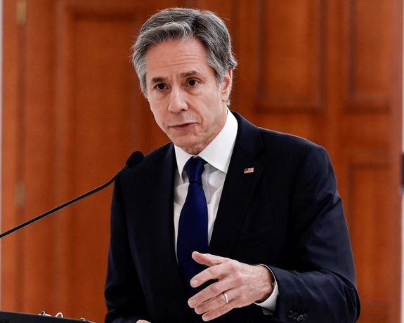US Secretary of State Antony Blinken speaking in Moldova on March 6, 2022