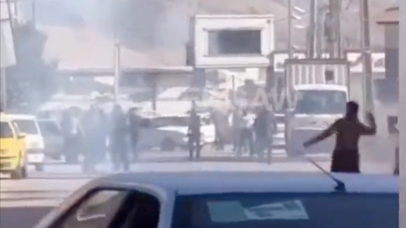 Clashes between security forces and protesters in the western Iranian city of Khorramabad on July 2, 2023