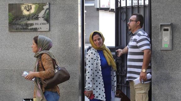 Iranian embassy staff leaving the building after Albania cut diplomatic ties. September 8, 2022