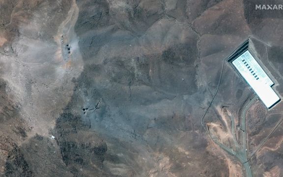 A closer satellite view shows the ridge at Fordow underground complex, after the US struck the underground nuclear facility, near Qom, Iran June 22, 2025.