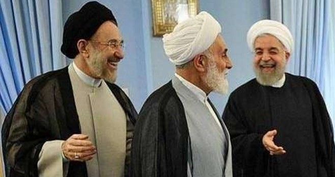 Former presidents Khatami (L) and Hassan Rouhani with Nategh-Nouri. FILE PHOTO