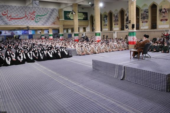 Iran’s Supreme Leader Ali Khamenei during a meeting with paramilitary Basij forces on November 26, 2022