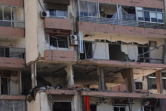 تخریب یک ساختمان در پی حمله اسرائیل به مرکز بیروت، ۱۴ مهر