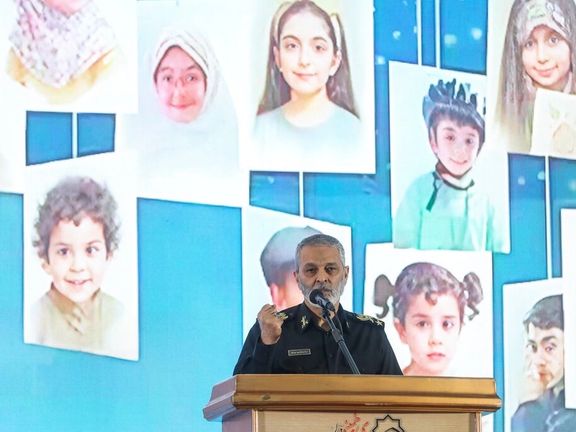 Chief of Staff of Iran's Armed Forces speaks at an event to commemorate civilians killed by Israeli strikes, Tehran, Iran, August 7, 2025