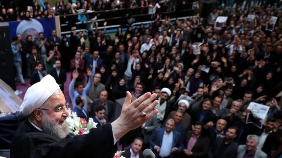 Former Iranian President Hassan Rouhani during a campaign event
