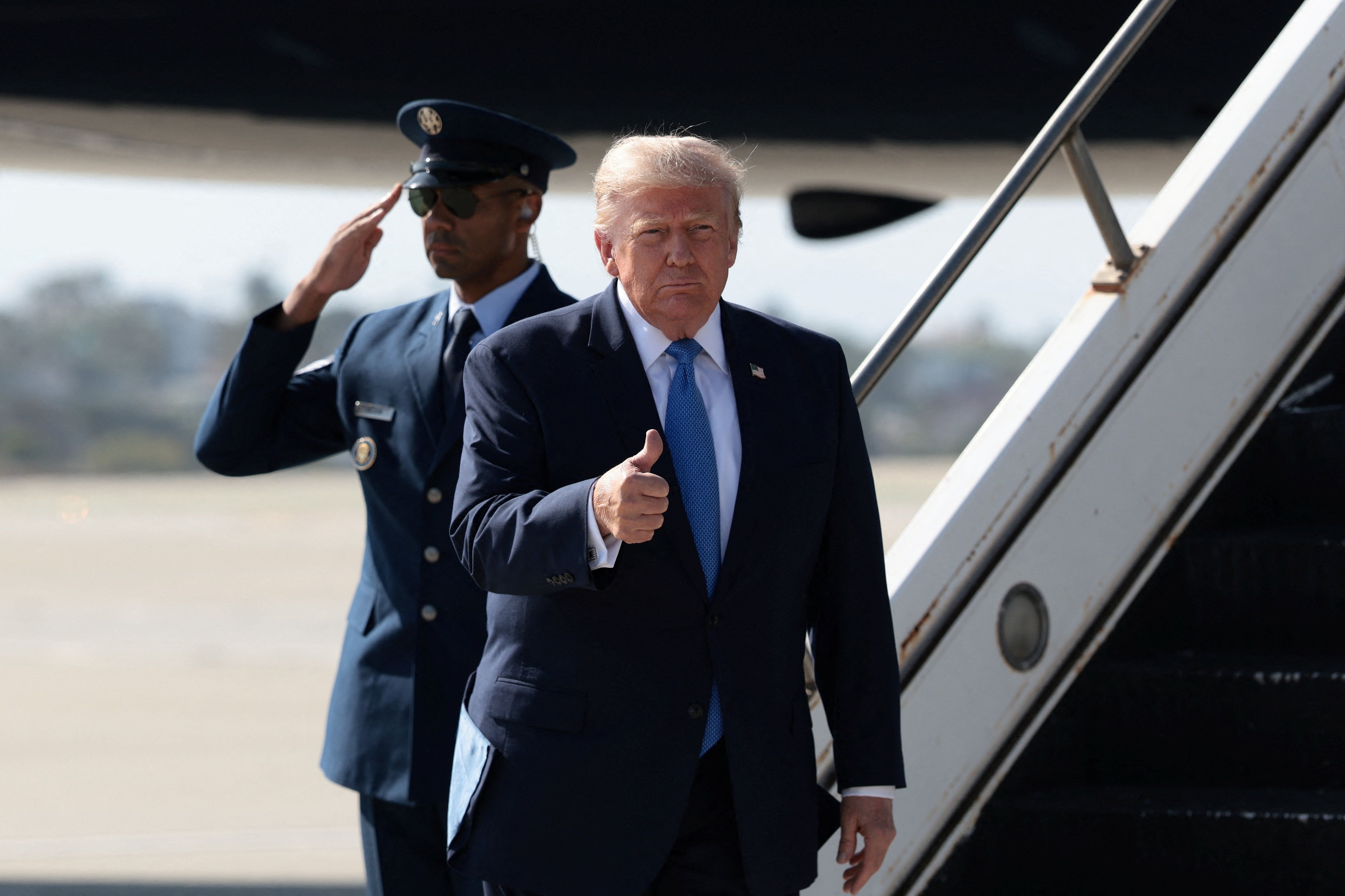 US President Donald Trump arrives in Los Angeles, California, US, August 4, 2026